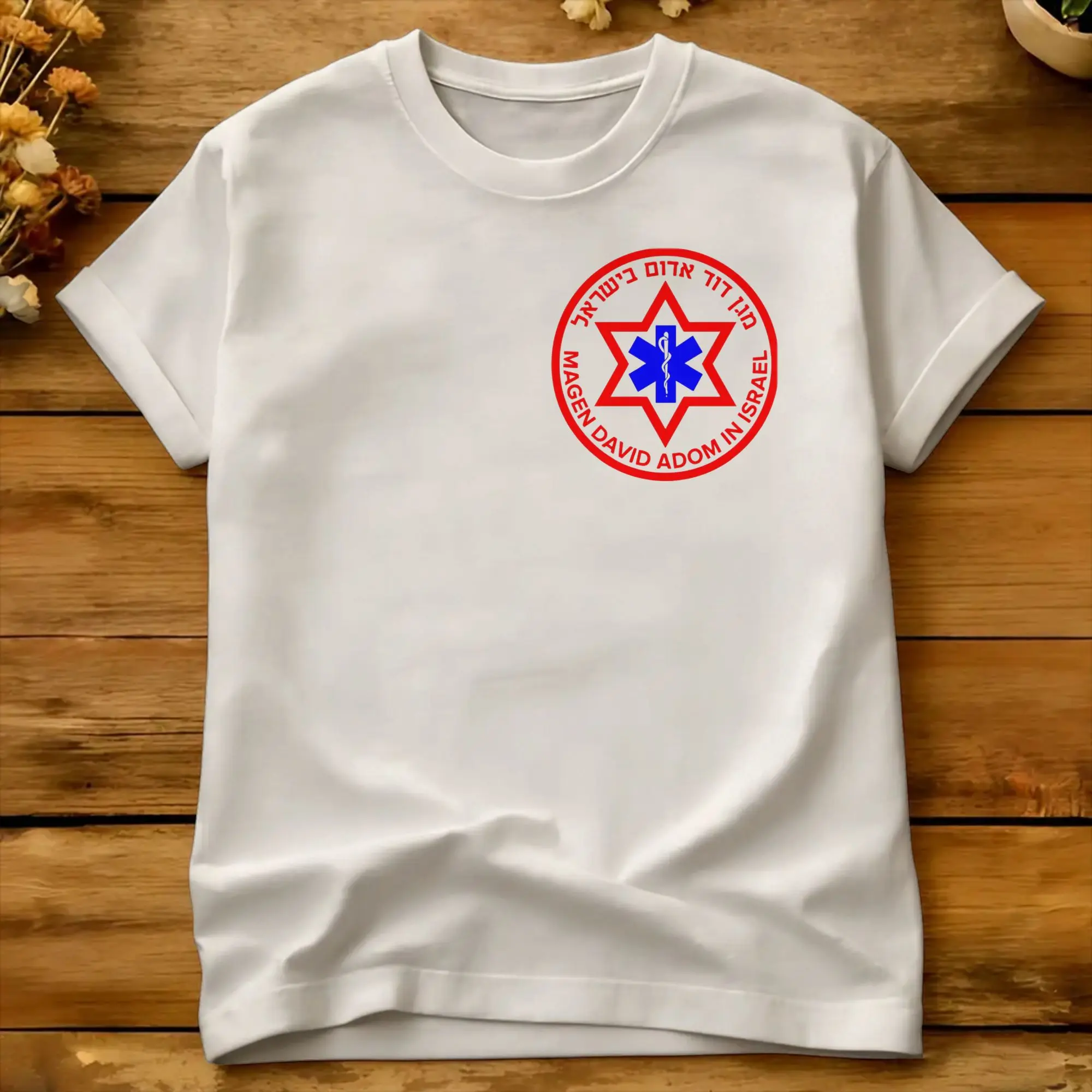 Men's MDA Magen David Adom T-Shirts  Cotton Top Tees Summer Y2K Basic Short-Sleeve T Shirt O Neck Harajuku Casual Tee Shirt