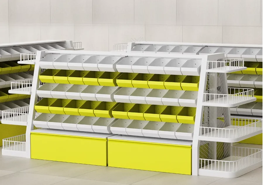 Multiple layers of small food shelving