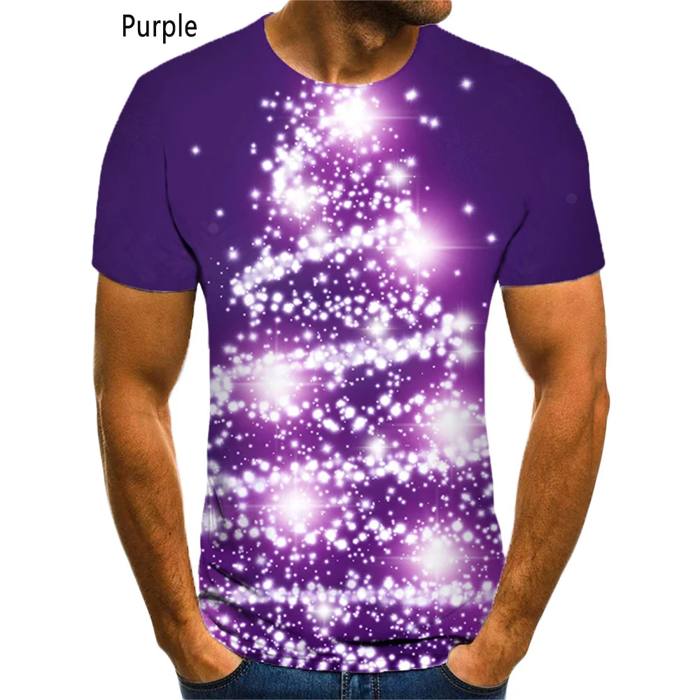 New Fashion Christmas 3D Printed T-shirt Men and Women Casual Short Sleeved Christmas Tree Shirt Top