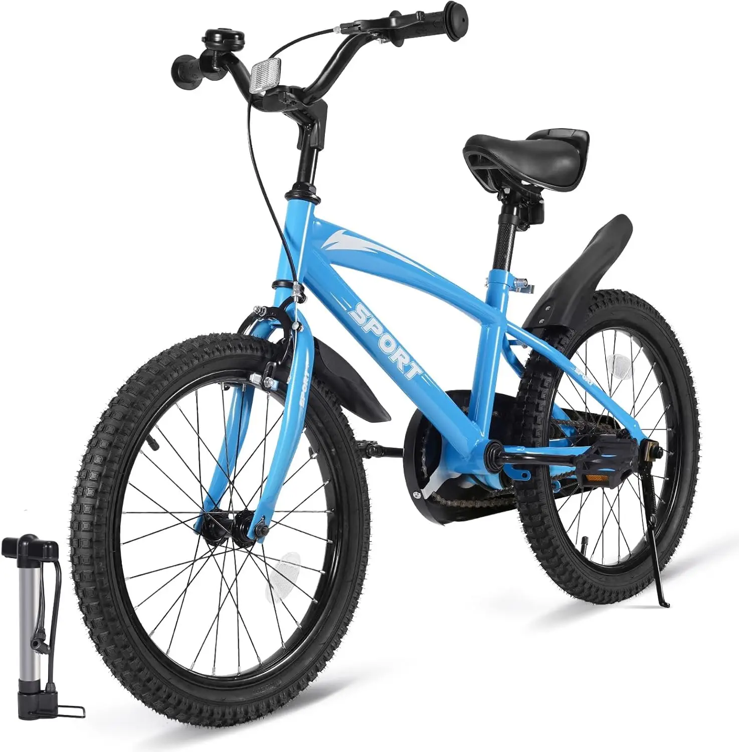 Kid Bike for Boys Girls 18 Inch Kid Bicycle with Kickstand Adjustable Seat Dual Brake System Sturdy Frame Lightweight Pum