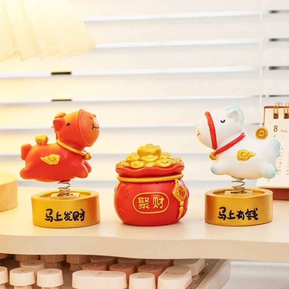 

Cartoon Zodiac Pony Ornaments Pony Shape Resin Horse Mascot Kawaii Horse Year New Year Desktop Ornament Home Decoration