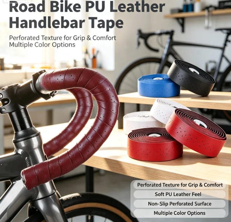 Fahrrad-Lenkerband Wasserdicht Kratzfest PU-Leder Gepolstertes Band für Outdoor-Radfahren Rennräder Reguläre Nutzung – Detail 2