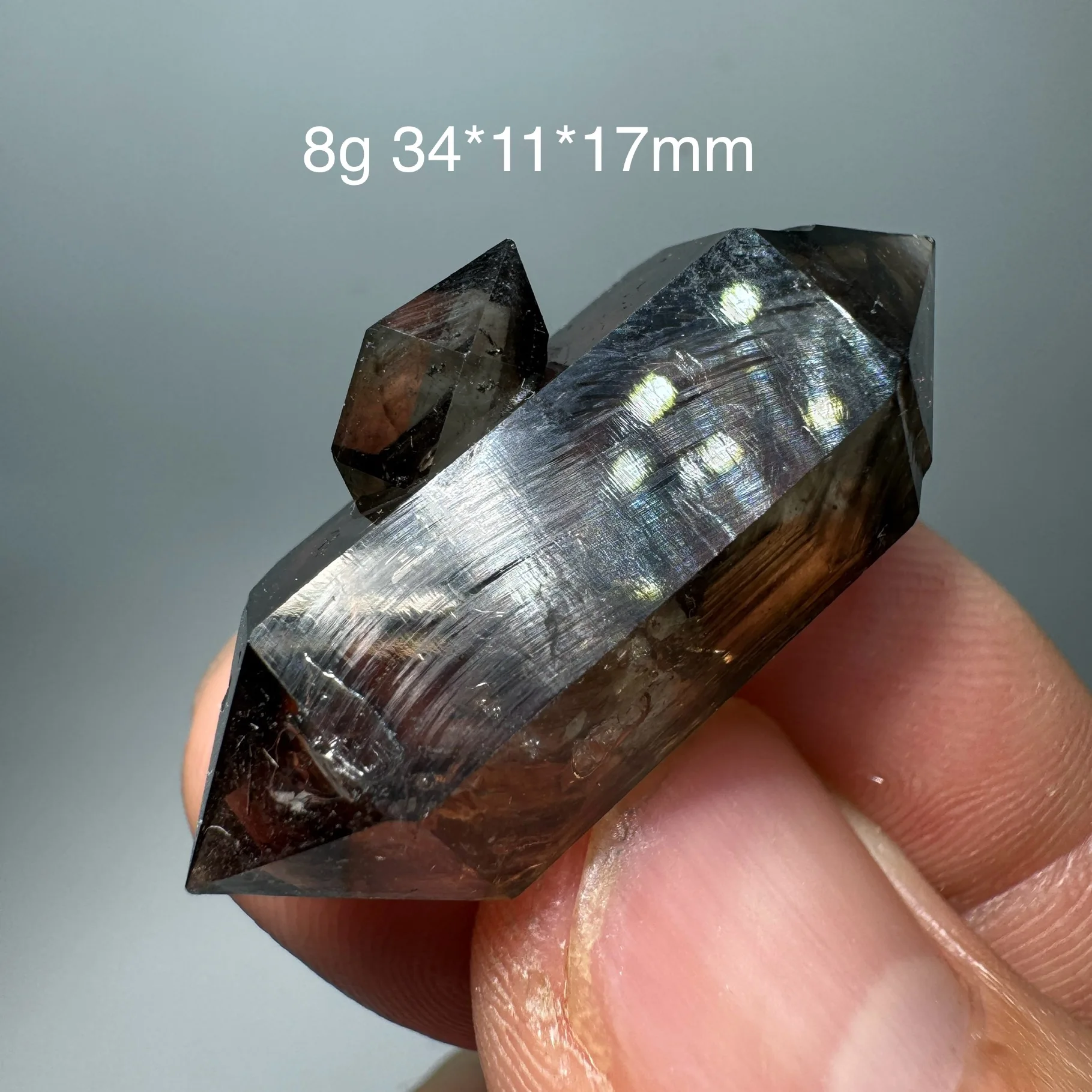 Natural High Quality Double Pointed Herkimer Diamond Smoky Quartz Black Crystal Cluster Mineral Specimen video for details