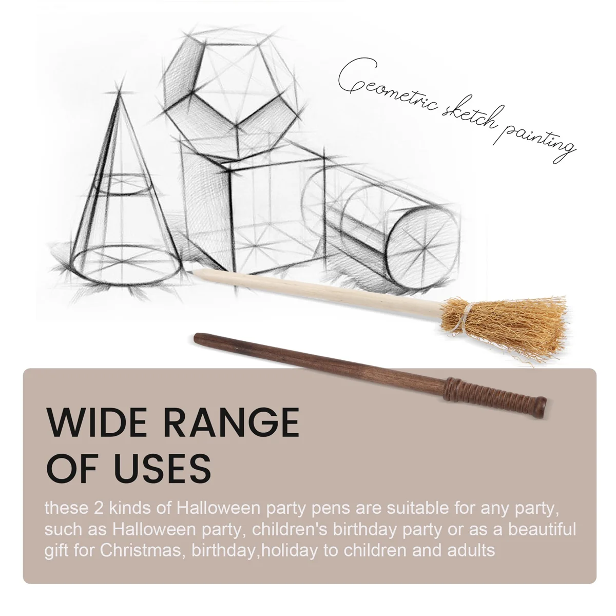 36 Pcs Witch Broom Pencil and Wands Pencils and Glasses with Round Frame No Lenses,Wizard Wands Theme Party Supplies image 6