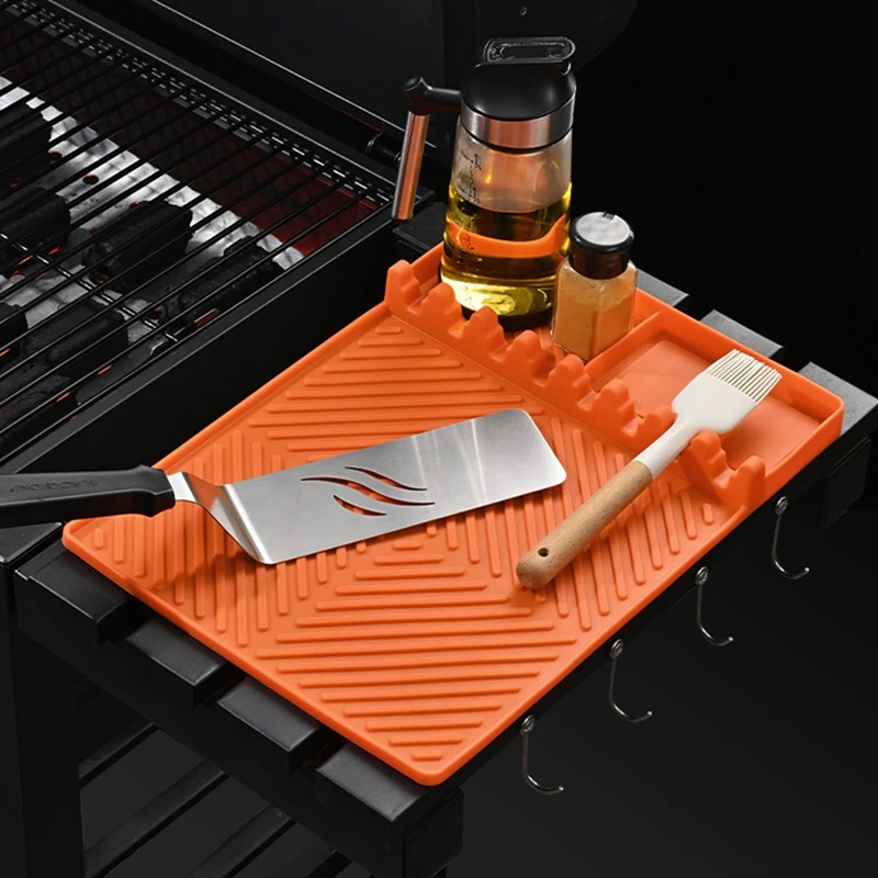 Barbeque Grill Accessories Tools For Side Shelf Mat Grill Pad Grill Kitchen Counter Spatula Silicone Mat