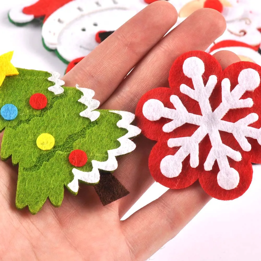 10Pcs Santa Claus Tree Snowmen Patches DIY Stick-On Handmade Crafts Sewing Accessory Appliques Xmas Gift Christmas Decoration