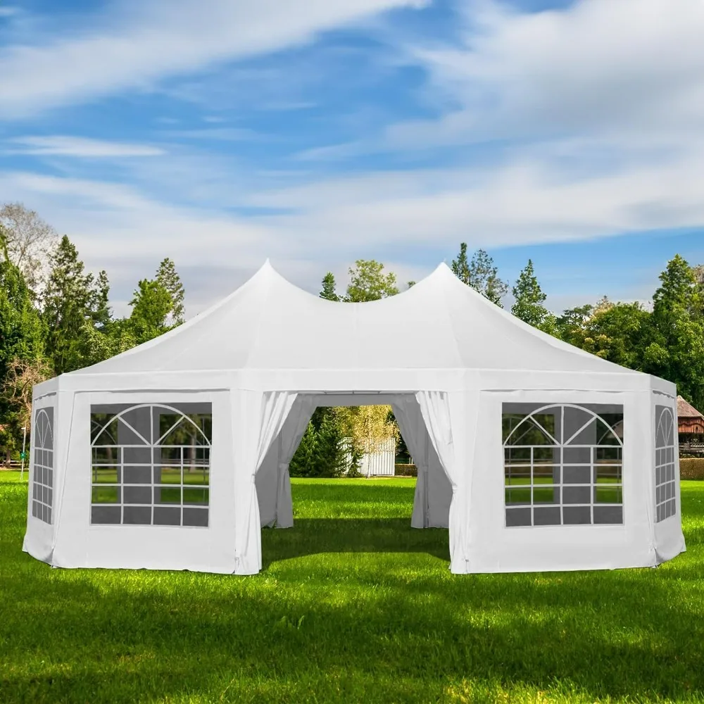 

Party Tent,White Wedding Tent,26x19ft 8Church Windows and 2 Pull-Back Doors,Outdoor Gazebo Pavilion Shelter Tent for Party,Event