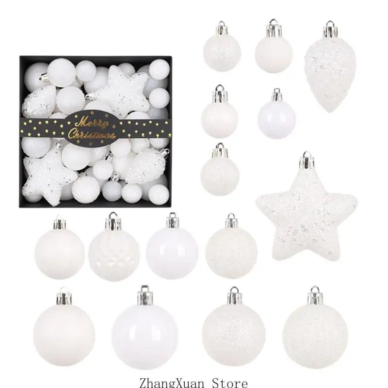 Weihnachtskugel-Set mit 50 Kunststoffkugeln für Raum- und Baumgestaltung 3XUF – Detail 2