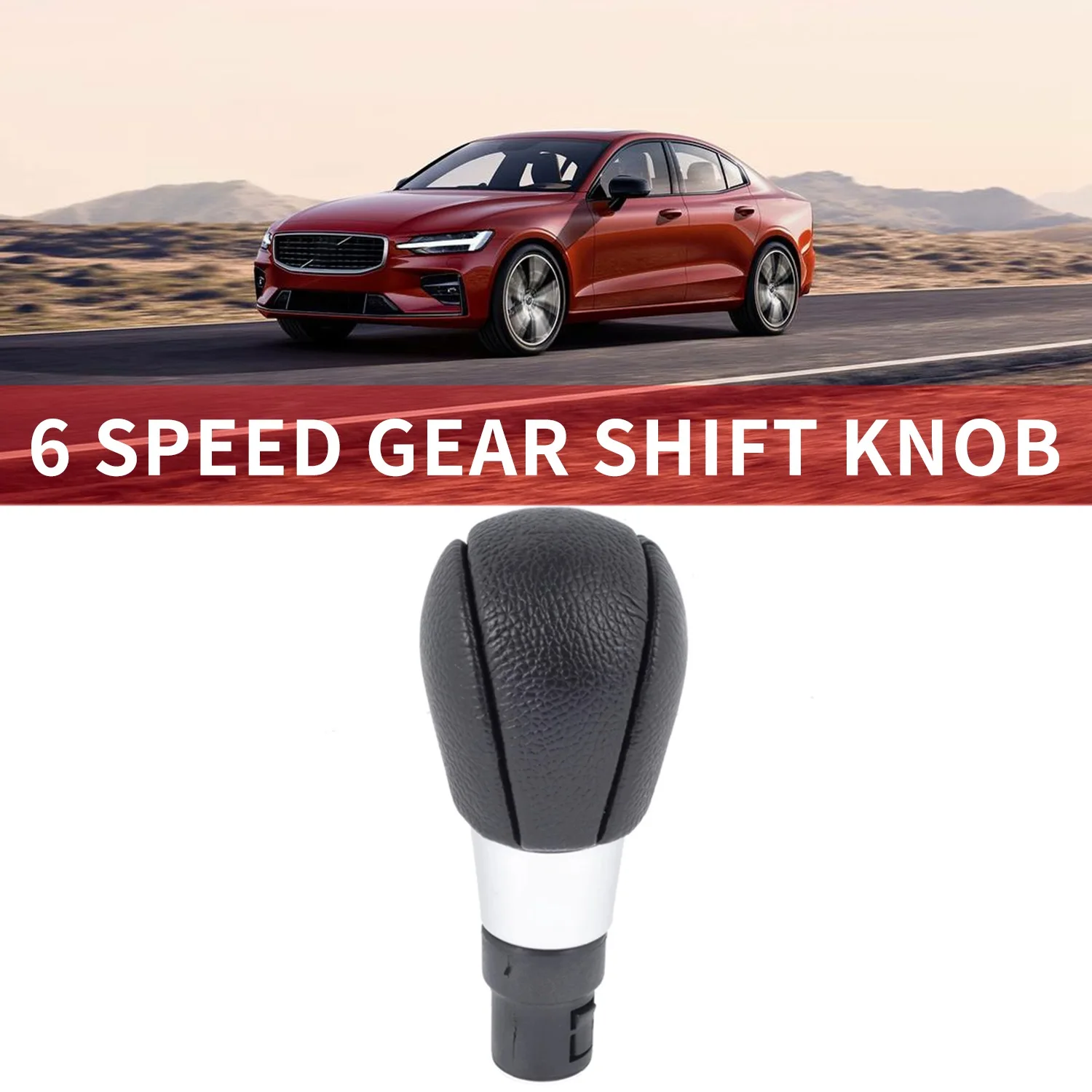 6 Speed Car Gear Shift Knob PU Leather Lever Shifter Hand Ball for Volvo S60 V60 S80 V70 XC70 XC60