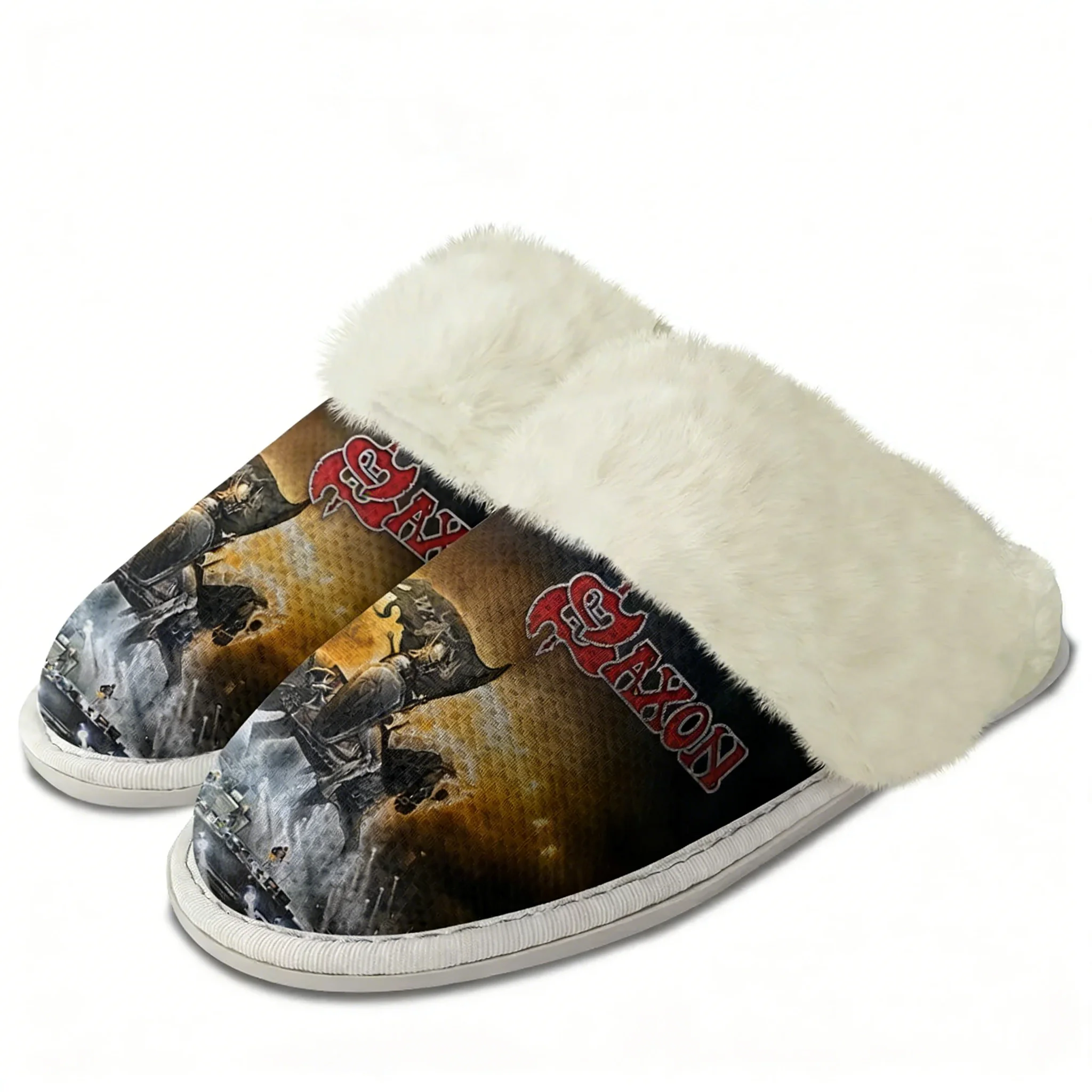 

Saxon Band Plush Edge Slippers Warm Shoes Mens Womens Home Plush Casual Slippers Bedroom Thermal Cotton Light Cusomized Slippers