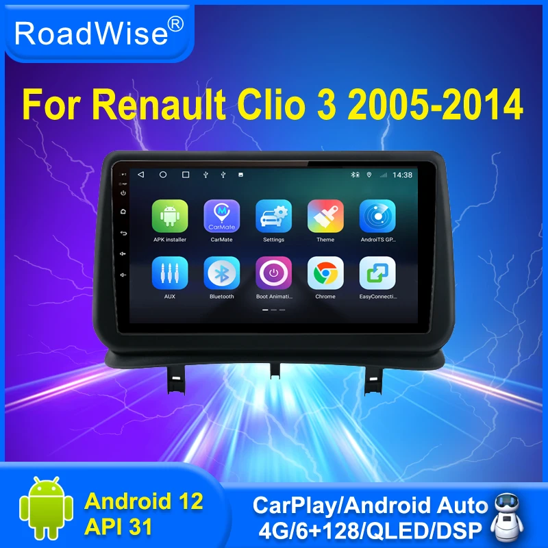 8+256 Android 12 Car Radio Multimedia For Renault Clio3 Clio 3 2005 - 2014 Carplay 4G Wifi Stereo GPS DVD IPS DSP 2Din Autoradio