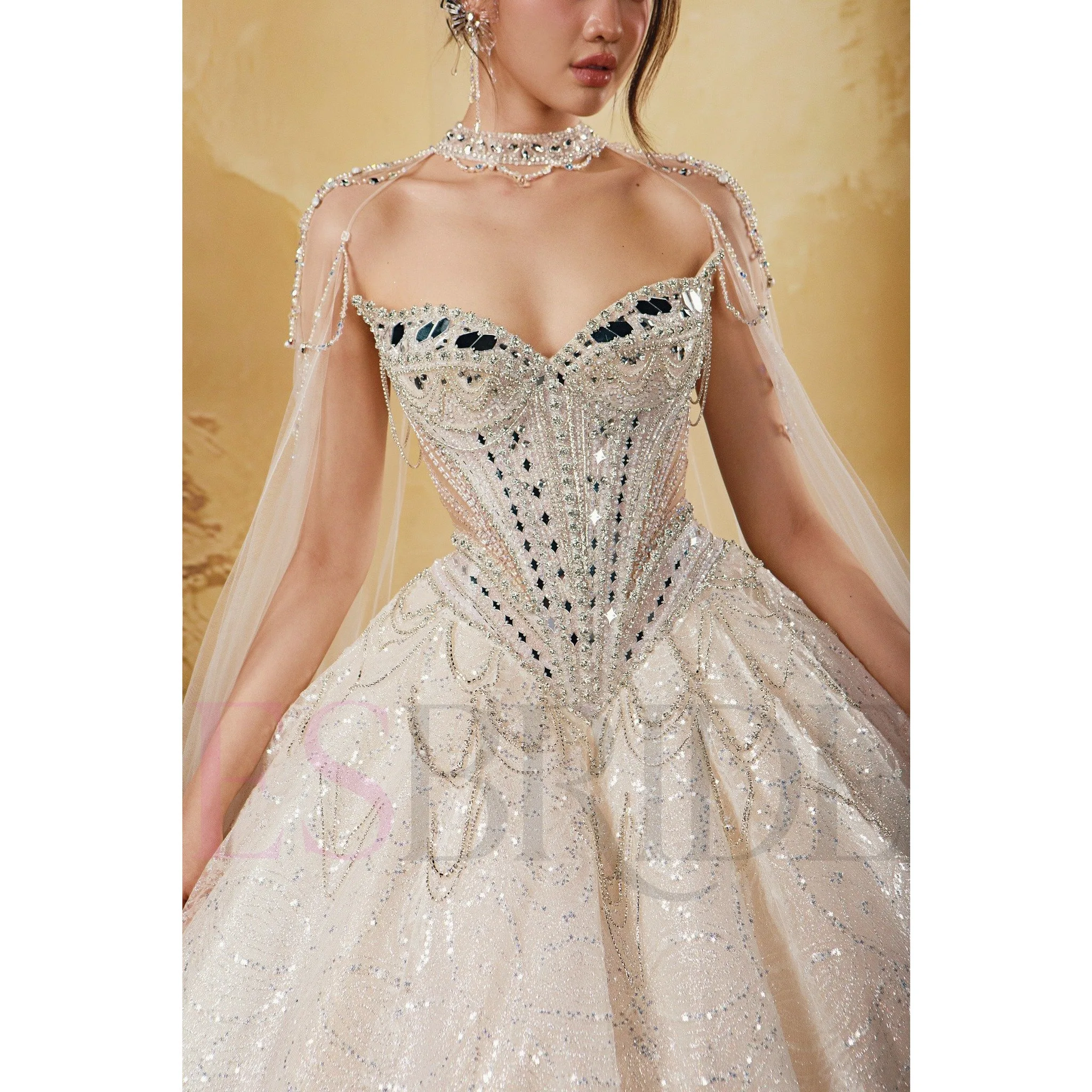 ESBRIDE Elegante abito da sposa bianco Abito da sposa modesto senza spalline Abiti da sposa senza maniche Abiti da sposa personalizzati per la sposa