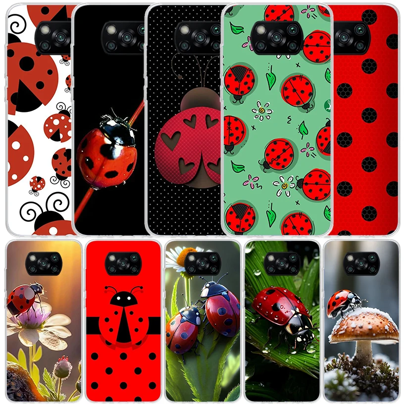 Insect Seven-Star ladybug Phone Case For Xiaomi Poco X6 X5 X4 X3 Nfc F6 F5 Pro F4 Gt F3 F2 F1 M5S M4 M3 M2 Soft TPU Back Cover