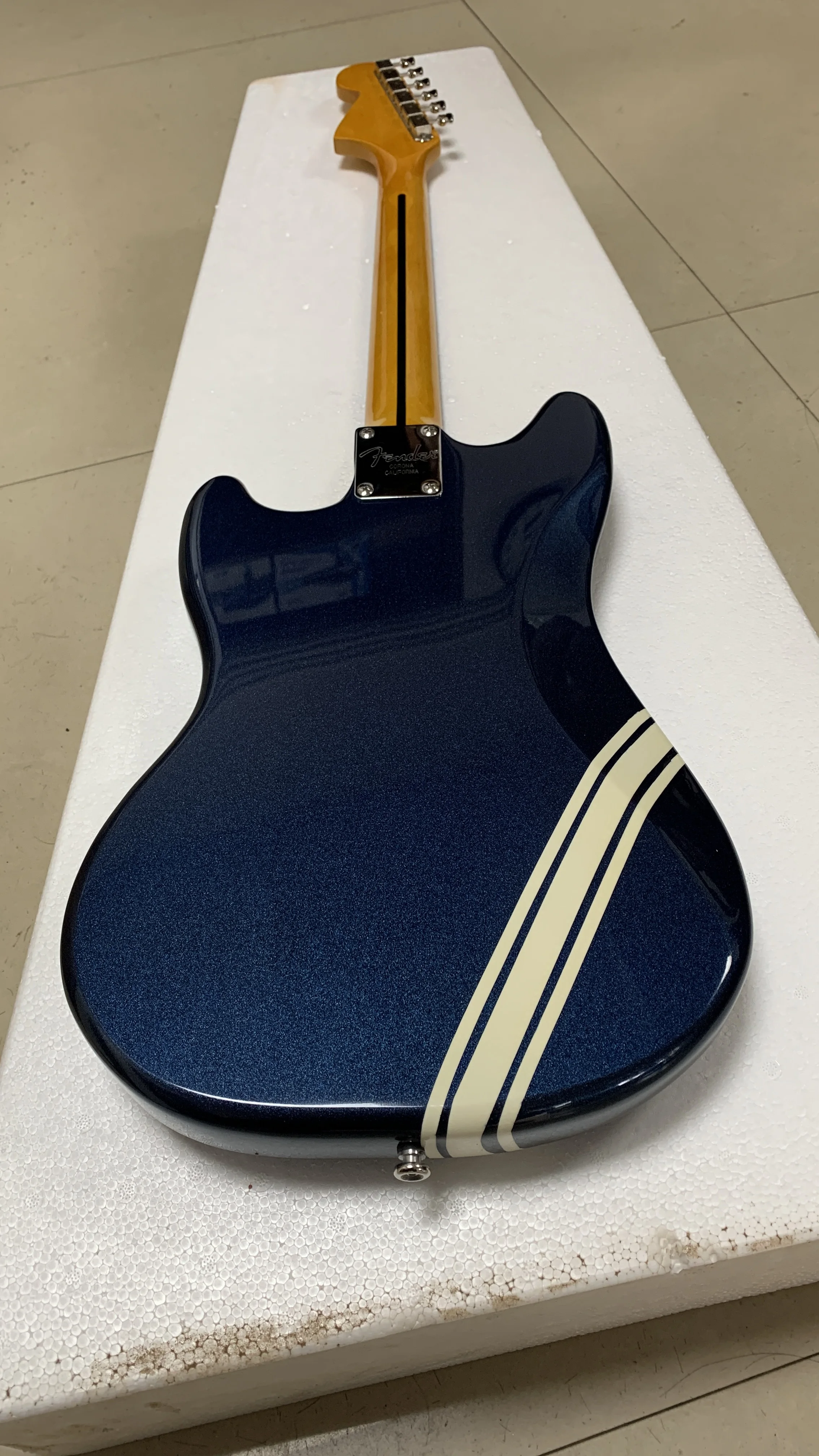 High-end custom 6-string electric guitar, metal blue body, special sticker design, support customization, free delivery