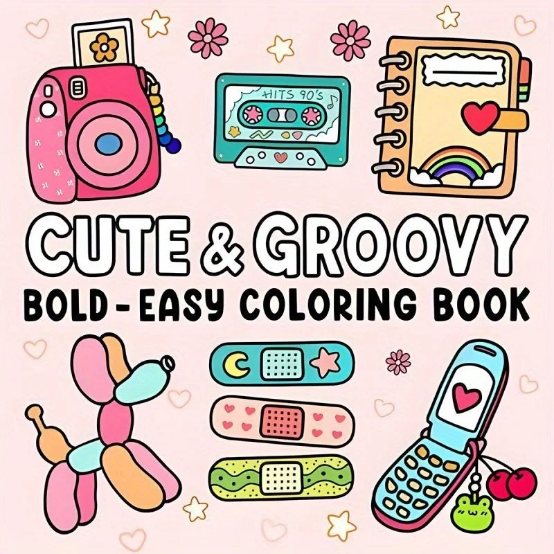 Room Decor 1pc Cute & Groovy Coloring Book for Stress Relief - Anxiety Reduction and Emotional Release, Perfect Gift