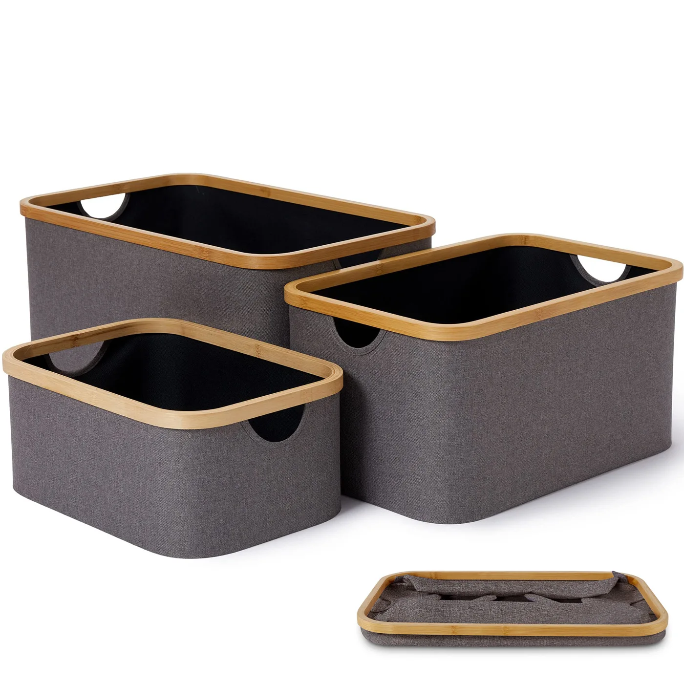 

2 Different Models Of Storage Baskets, Storage Boxes, Bamboo Frames, Oxford Cloth, Suitable For Wardrobe Compartment Storage