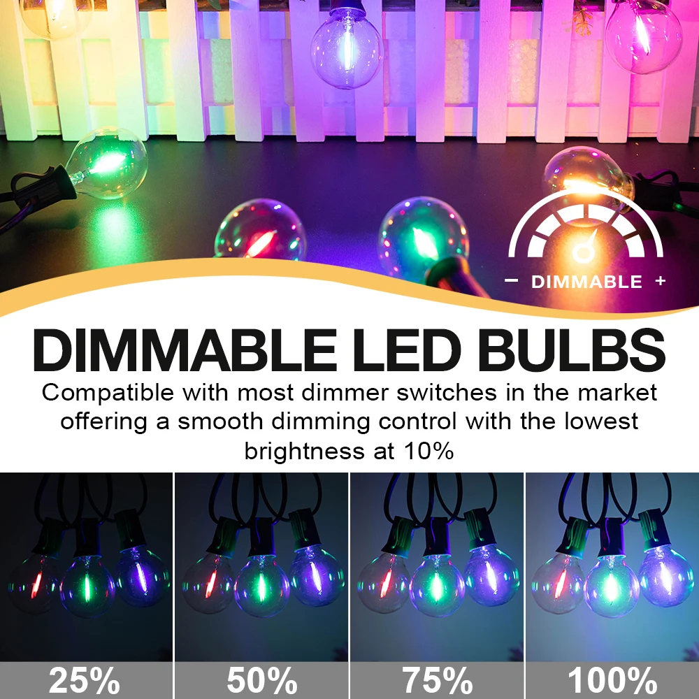 Retro G40 RGB E12 Led Bulb 1W 220V 110V Colorful Clear Glass For Outdoor String Lights Christmas Decorative Yard Garden Lights