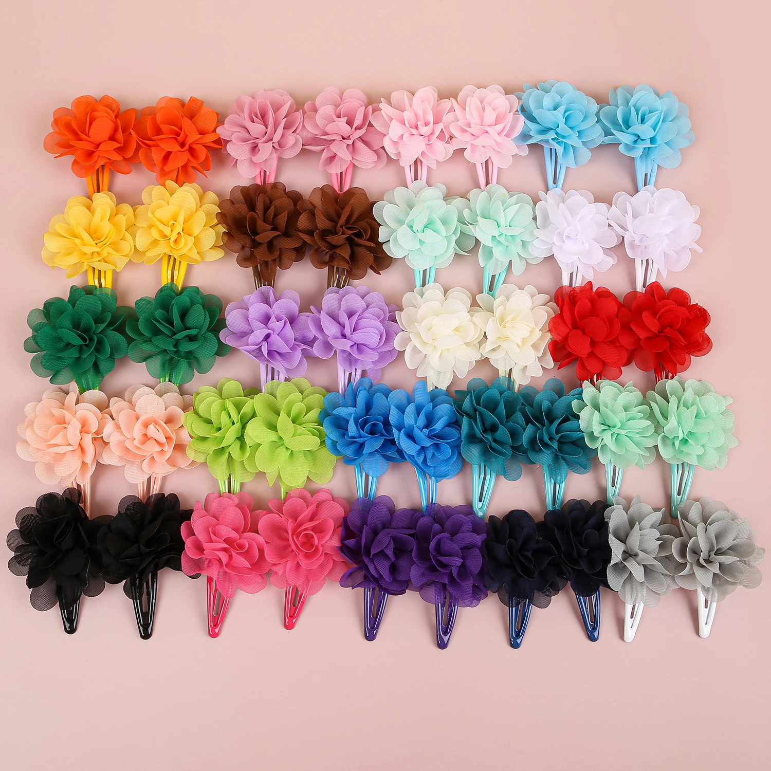 6PCS Chiffon Flower Hair Clips Baby Girls Hairpins Barrettes Clips Soft Floral Hair Clip for Baby Turban Infant Hair Accessories