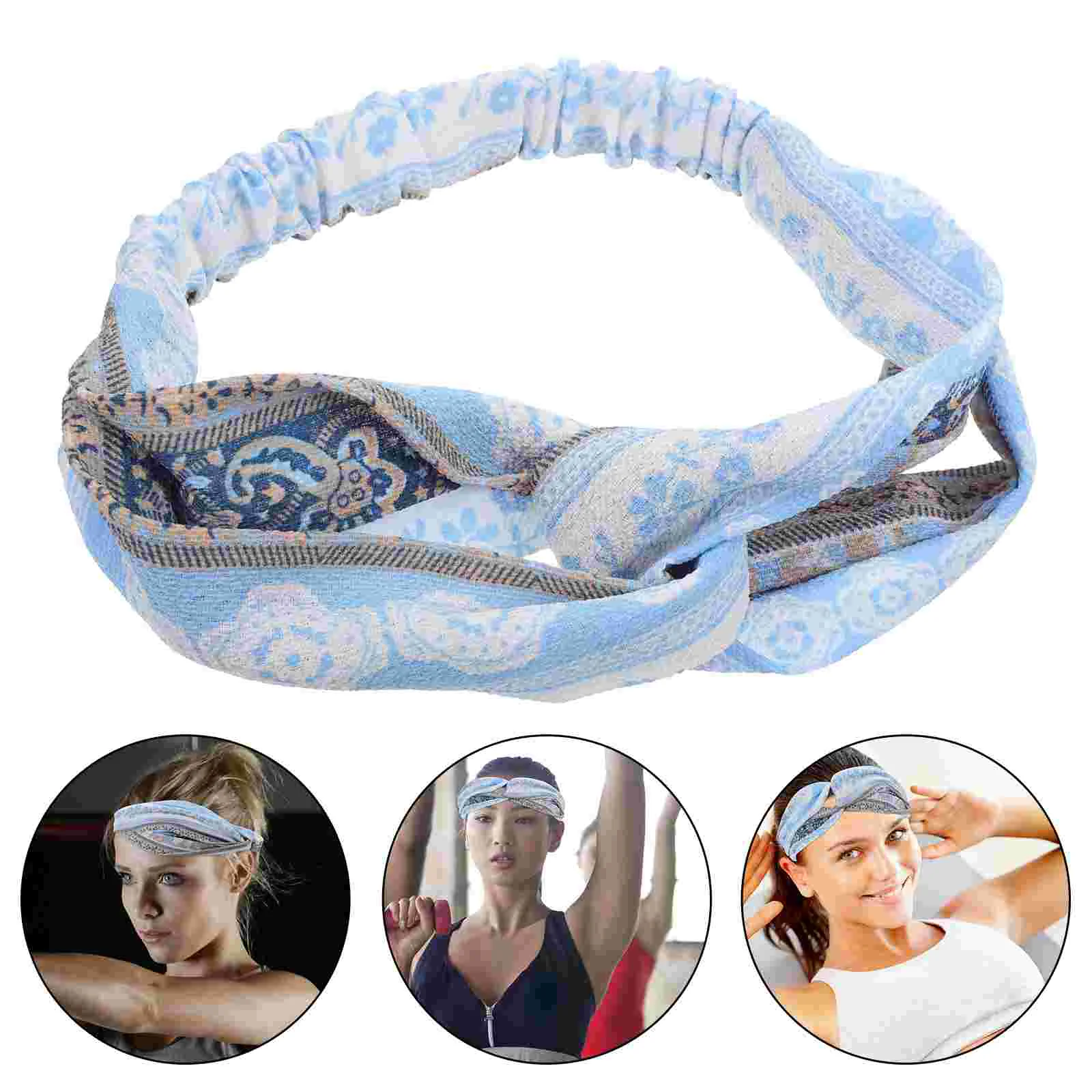 

Gym Hairband Workout Bands Elastic Cross Headband Sweatbands Headgear Tennis Fabric Sports Headbands