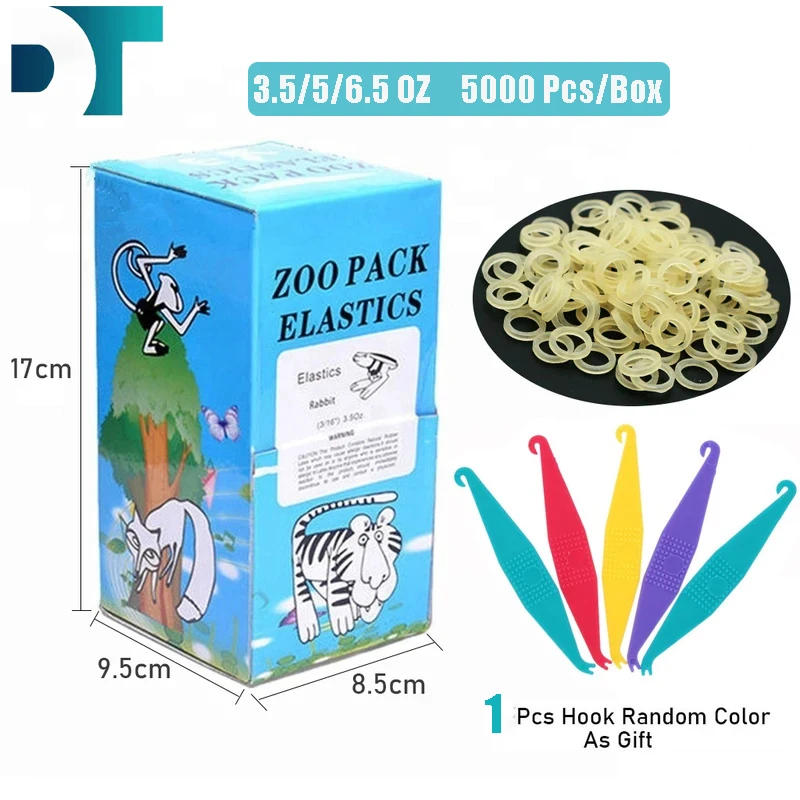 5000pcs/box Orthodontic Zoo Pack Elastics Rubber Bands Latex Braces Force 3.5 / 5.0 / 6.5OZ High Qaulity Dental Materials