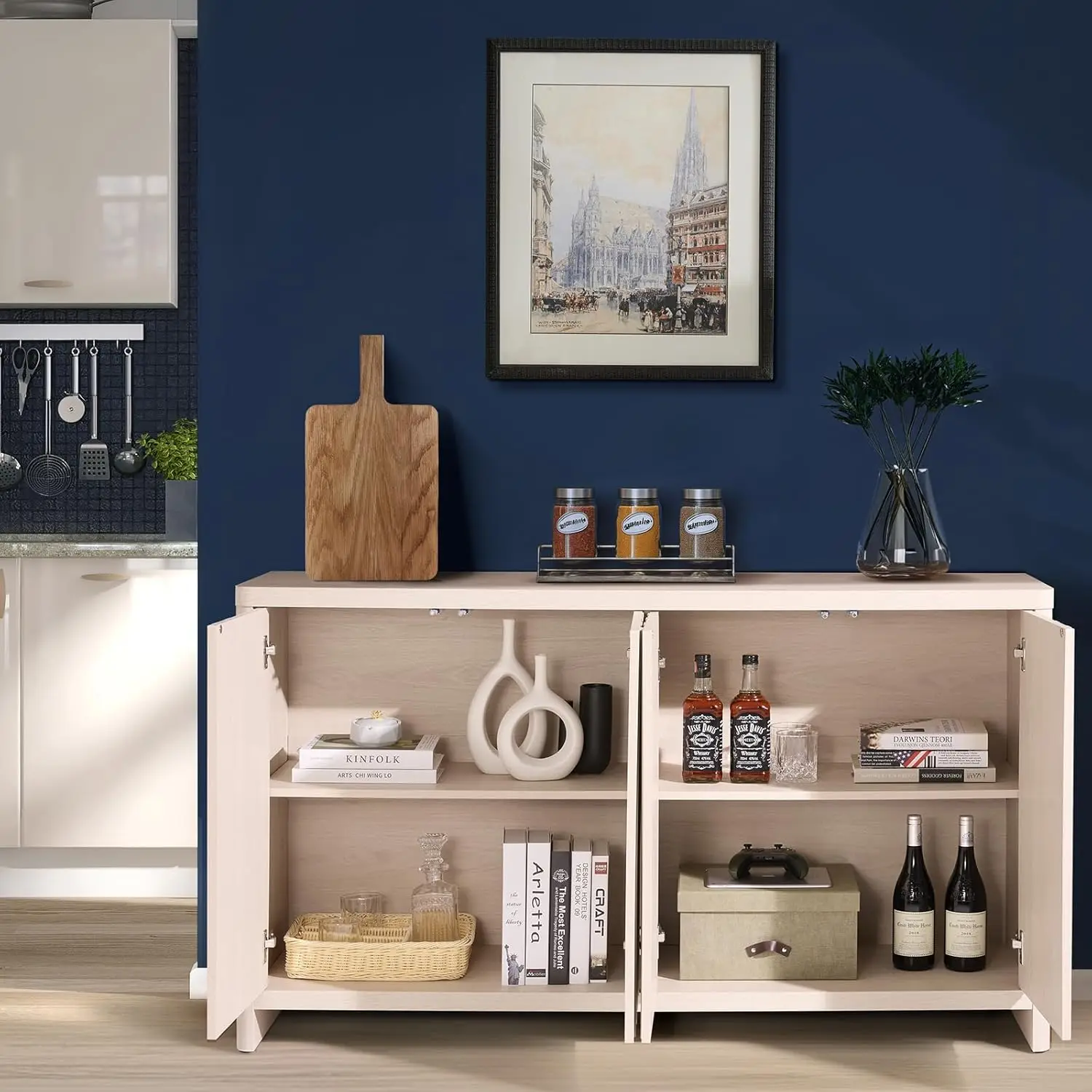 Kitchen Buffet Cabinet with Storage,  with Doors and Adjustable Shelves, LargeSideboard  for Living Room (Driftwood Grey)