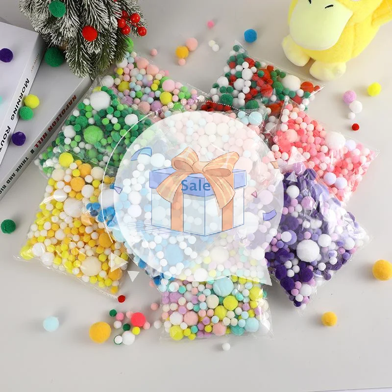 

Смешанные пушистые высокоэластичные мягкие помпоны, рождественская цветная серия, сшитые вручную детские игрушки, рождественские украшения, материал