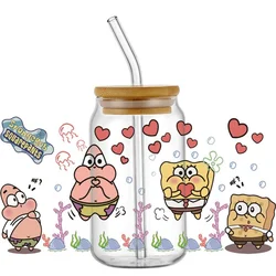 Miniso Lovely Cartoon spongebob 16oz Libby  UV DTF Cup Wrap Transfer Sticker Decals Custom Design 3D Waterproof Cup Sticker