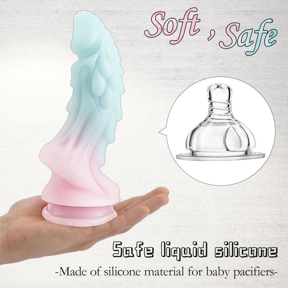 Cute Soft Luminous Dildo Silicone Huge Anal Butt Plug Dragon Vagina Masturbation Suction Cup Adult Sex Toys for Man Women Couple