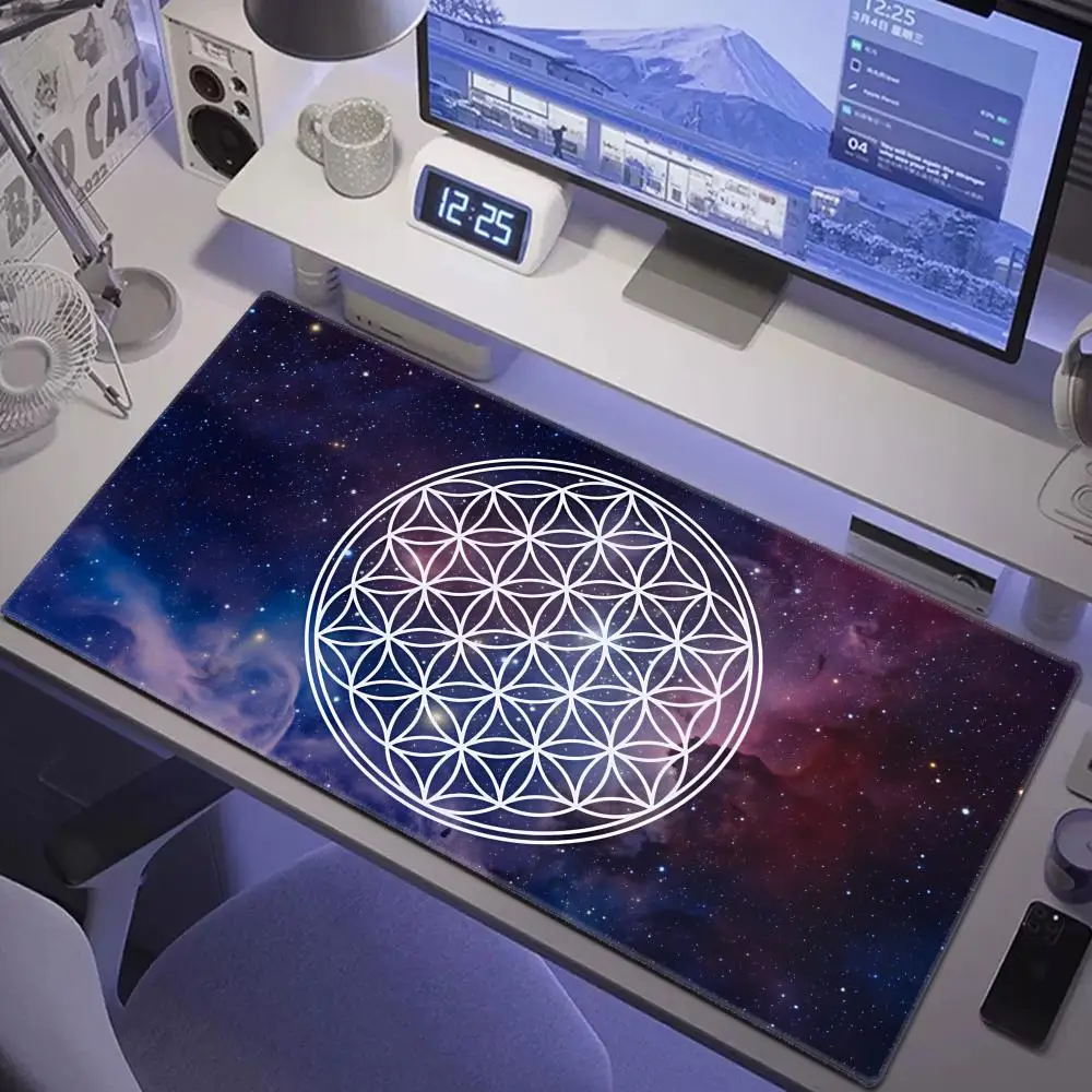 

HYBXAXC Flower of Life Celestial Sacred Geometry Desk Mat Spiritual Home Office Mousepad