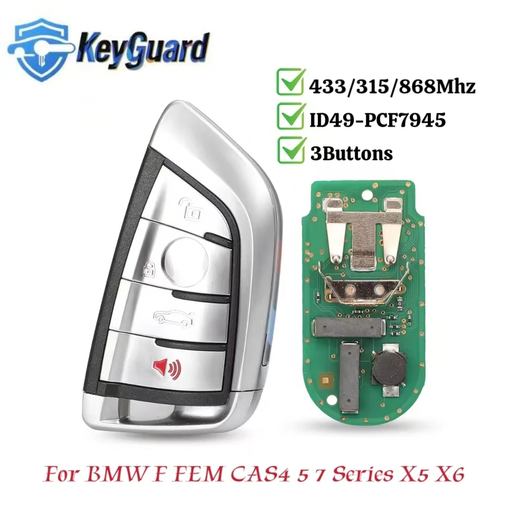 

Keyguard Remote Key Keyless Entry fob for BMW F FEM CAS4 5 7 Series X5 X6 2014+ 4 Button 315 /433 /868MHZ ID49 pcf7945