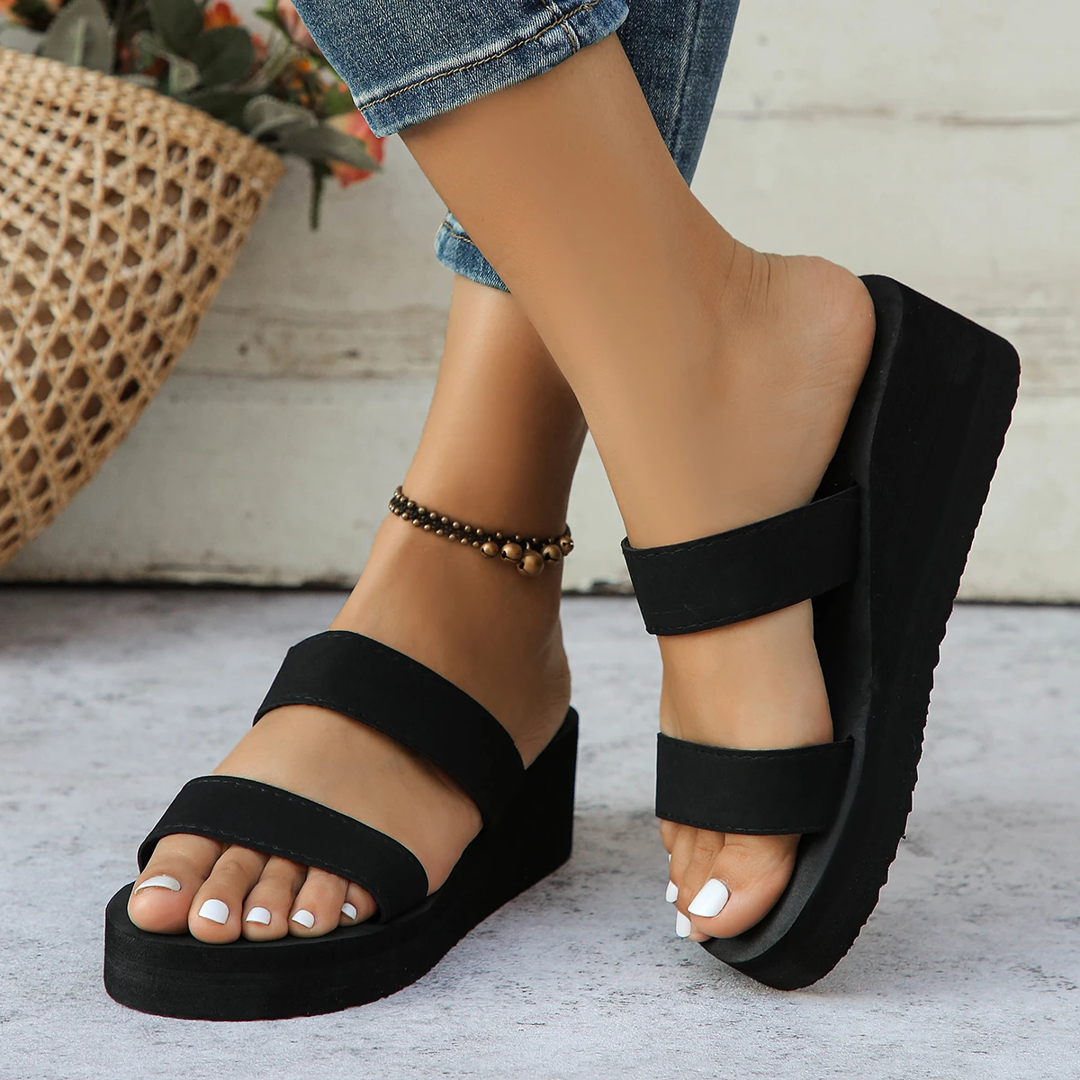 Women Platform Wedge Sandals Ladies Fashion Summer Slippers Woman Flip Flops New Women\'s Thick Bottom Shoes Heels Beach slippers