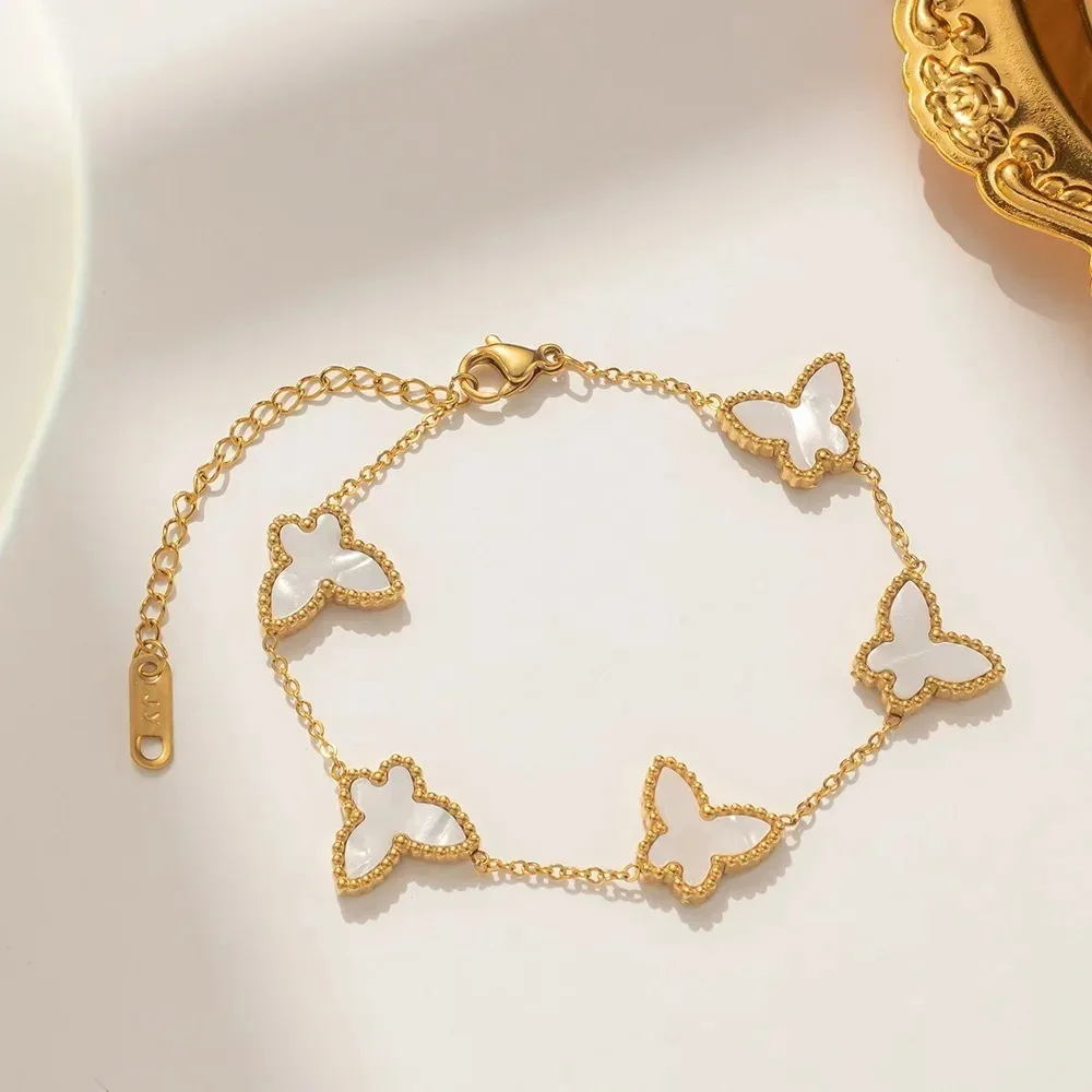 

Stainless Steel Light Luxury High Quality Gold Plated Butterfly Bracelet for Women Girls Fashion Party Wedding Jewelry Gifts