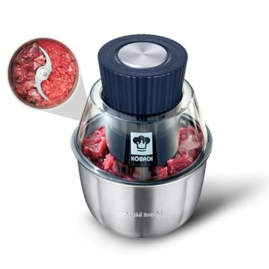 

Electric Food Processor and Meat Grinder 1.9 Qt Food Chopper with Pure Copper Motor Dual-Layer Blades Procesador de Alimentos E