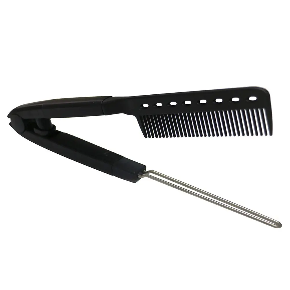 

V-shaped Hair Straightening Comb Styling Tools Black Plastic Size Durable Practical Long-lasting Use Selected