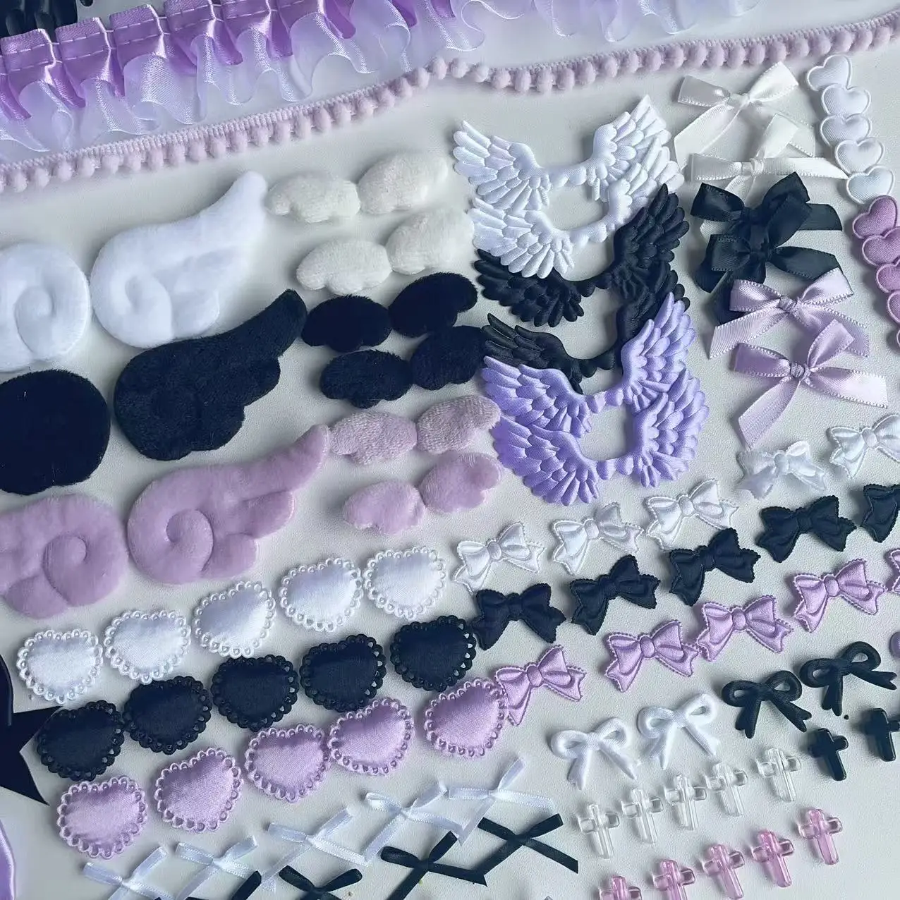 118 Black Color Series Accessories Set Pink Lace Material Set Handmade DIY Accessories Pain Pack Material Pack