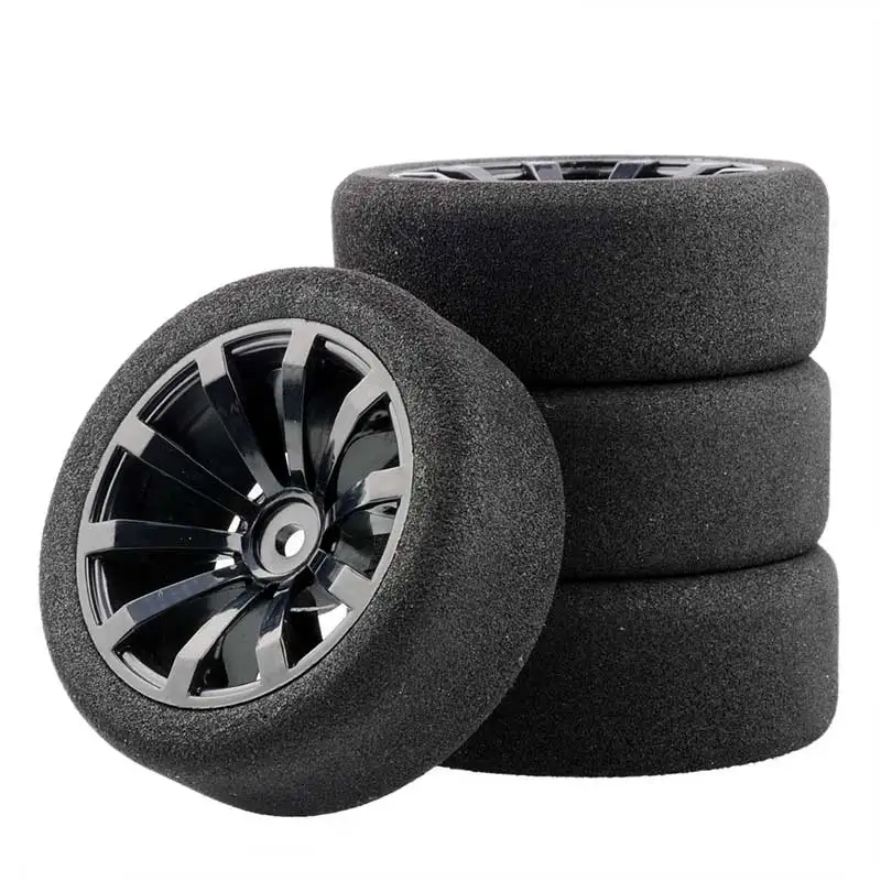 12mm Hex RC Racing Cars Accessories 4Pcs Set Racing Foam Tire Wheel Rim Set For HSP HPI 1/10 On-road RC Car