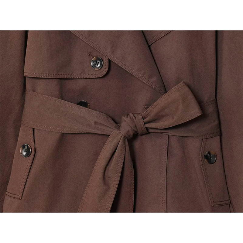 YENKYE 2025 frauen Kurze Windjacke Langarm Revers Kragen Mit Gürtel Elegante Trenchcoat Herbst Winter Neue Oberbekleidung