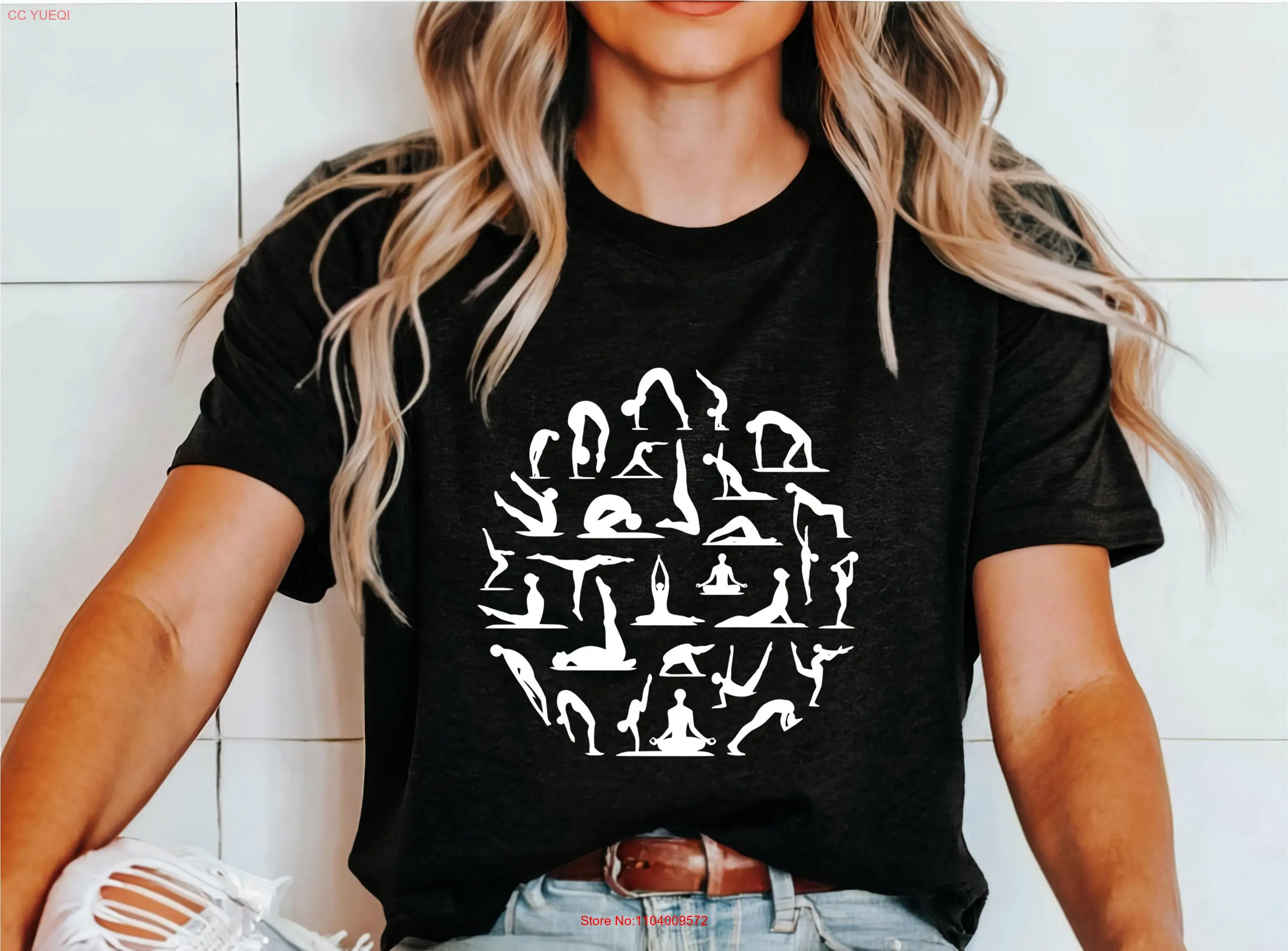 

Yoga Poses T Shirt Spiritual Namaste Balance Peace long or short sleeves