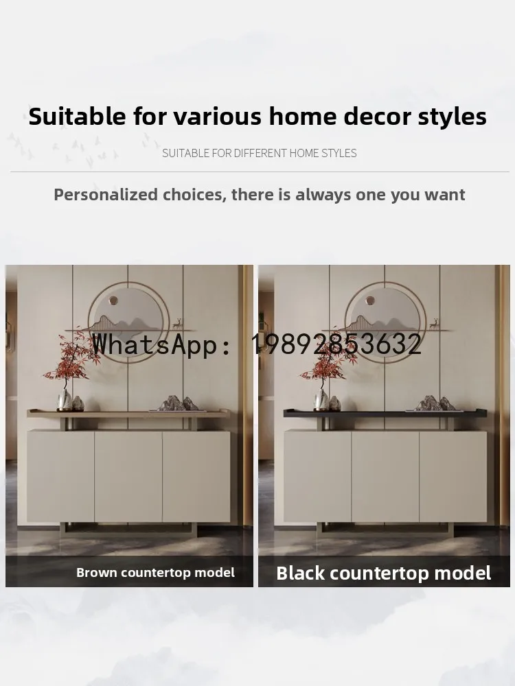 LYY New Chinese Style Solid Wood Entrance Cabinet Modern Living Wall-Mounted Entryway Hall Cabinet Saddle Leather Partition