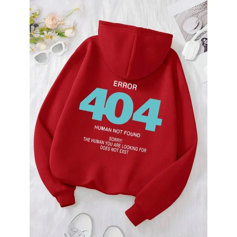 Error 404 Human Not Found Sorry! Men\'s Print Hooded Fashion S-4XL Hoodies  High Quality Sweatshirts Autumn Casual Sportswear