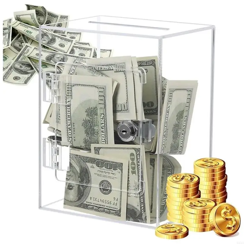 0XXA Transparent Money Jar Acrylic Savings Banks for Effective Budgeting Coin Holder