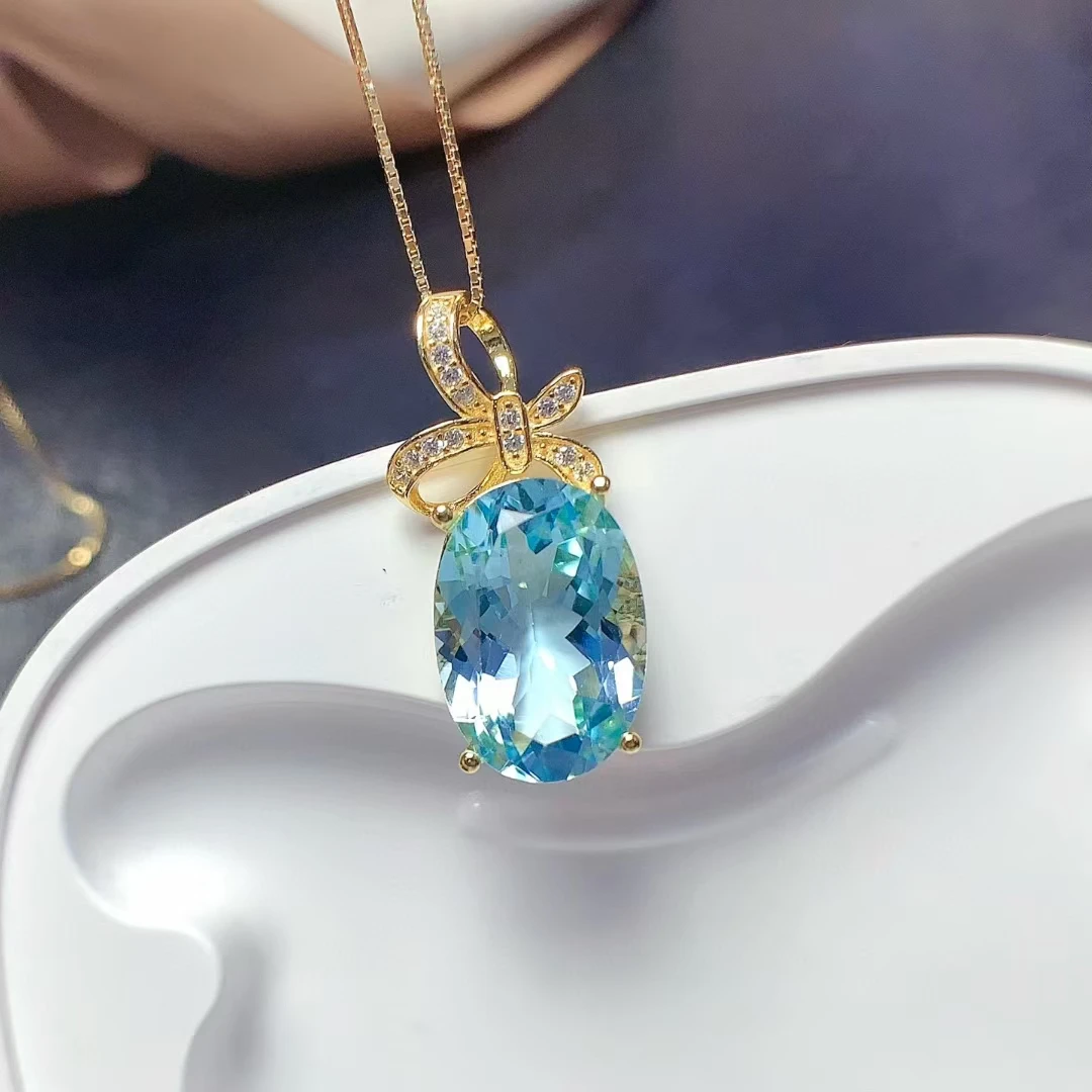 

CoLife Jewelry Elegant 925 Silver Pendant for Party 10mm*14mm 6ct Natural Light Blue Topaz Pendant Sterling Silver Topaz Jewelry