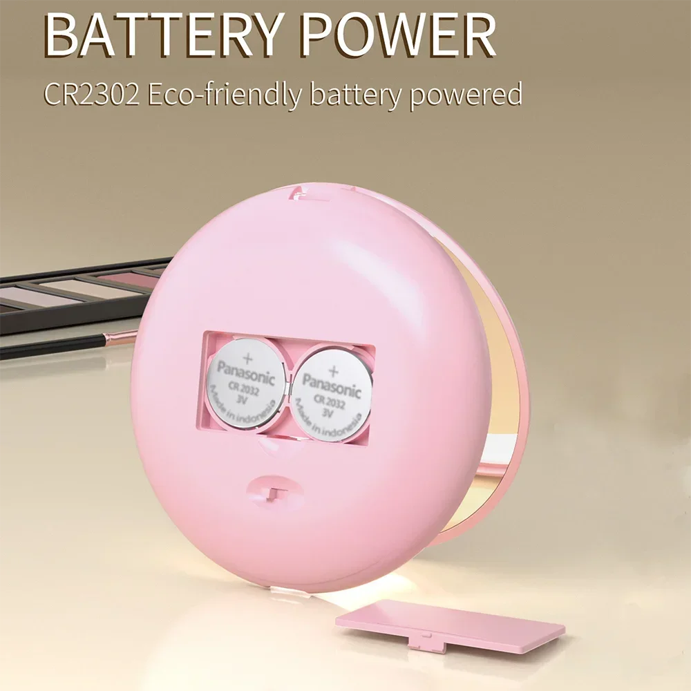 LED Travel Makeup Mirror 3.5 inch Lighted Compact Mirror Handheld Double Sided Portable Folding Mirror for Pocket Purse Handbag