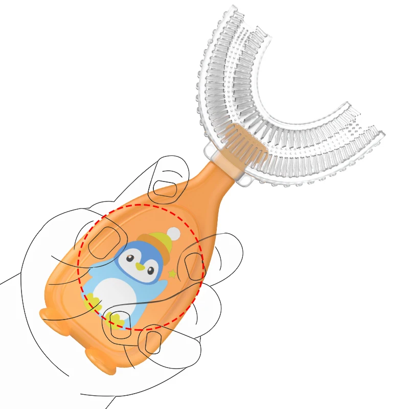 Silicone bebê macio u-forma escova de dentes bpa livre silicone infantil dentes limpo escova de grau alimentício silicone bebê cuidados de saúde oral