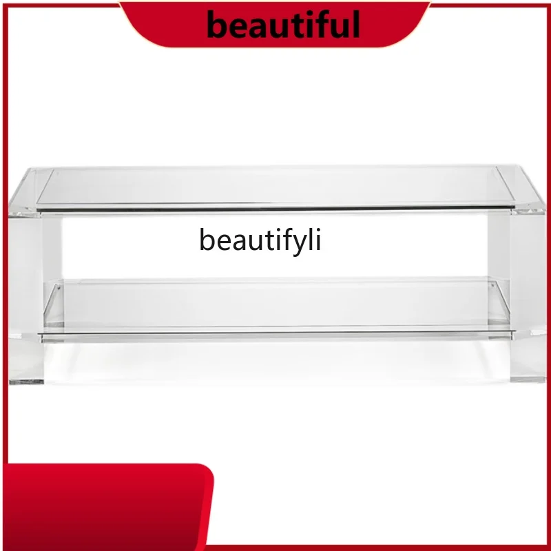 

Modern simple small apartment square table, living room sofa side few high-end acrylic transparent coffee table H