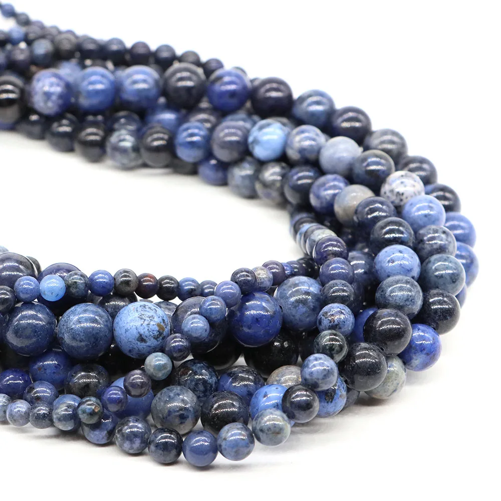 Natural Reiki Stone Blue Dumortierite Loose Spacer Crystals Gemstone Accessories for Jewelry Making DIY Handicrafts 4/6/8/10MM