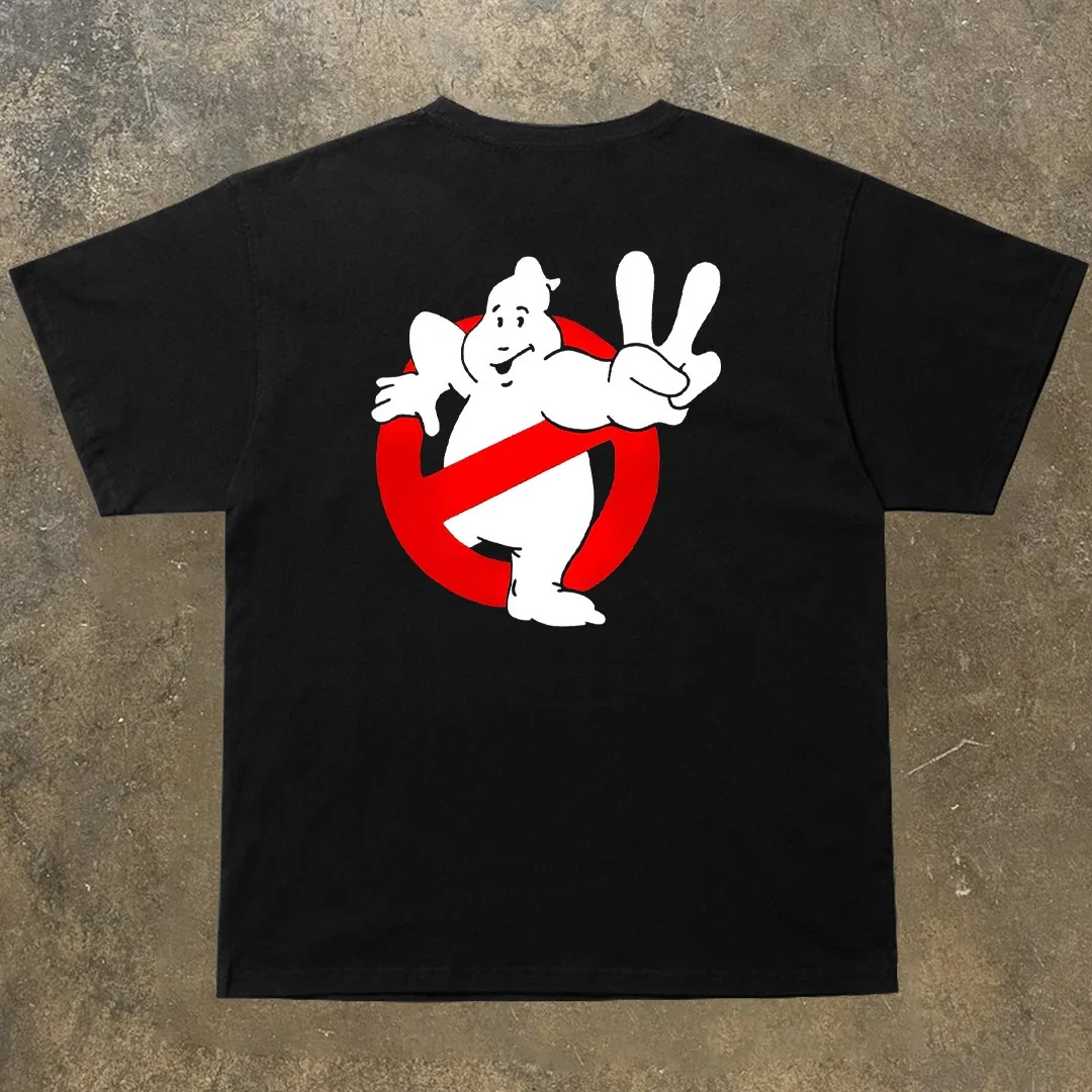 Ghstbusters T-Shirt Men Women Short Sleeve Cartoon Cotton Tees Retro Streetwear Brand T-shirt Unisex Men's Clothing Summer Tops