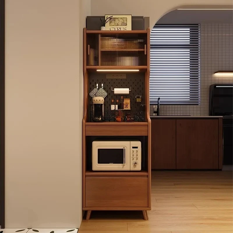 A wood dining side coffee cabinet small apartment kitchen integrated wall storage household storage narrow tea cabinet