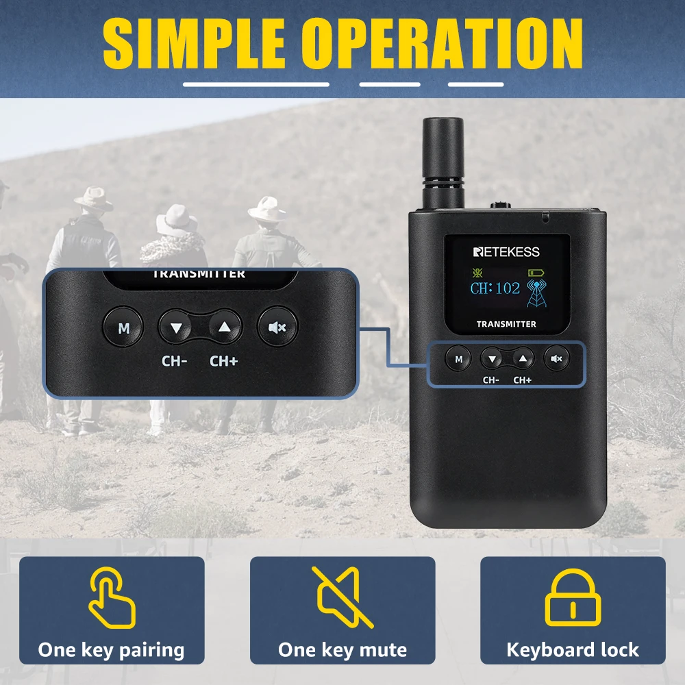 RETEKESS TT125 Tourguide-System Drahtloses Audiosystem 2,4GHz Funk-Sender-Empfänger für Ausflüge und Übersetzungen – Detail 5