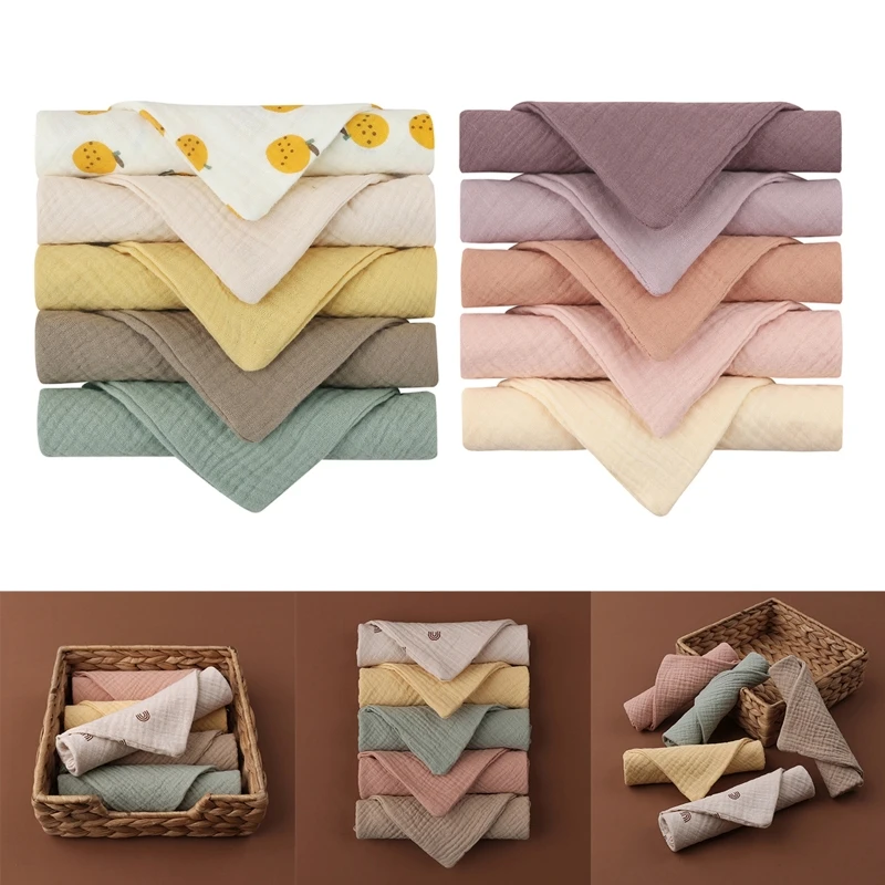 

10 Pcs Baby Cotton Square Towel Infant Hand Face Washcloth Handkerchief Muslin Cloth Feeding Bib Burp Cloth Saliva Towel 40JC